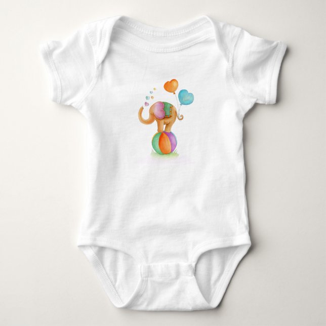 Whimsikaler Elefantenzirkus Baby Strampler (Vorderseite)
