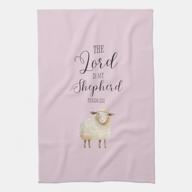 Whimsikaler Herr ist mein Hirte Psalm 23:1 Geschirrtuch (Vertikal)