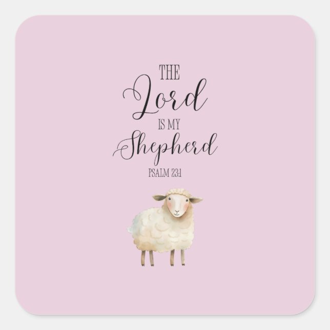 Whimsikaler Herr ist mein Hirte Psalm 23:1 Quadratischer Aufkleber (Vorderseite)