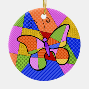 Whimsikaler Kubismus Schmetterlingsschmuck mit Bac Keramik Ornament