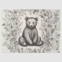 Whimsikaler monochromatischer Bär im Blumengarten
