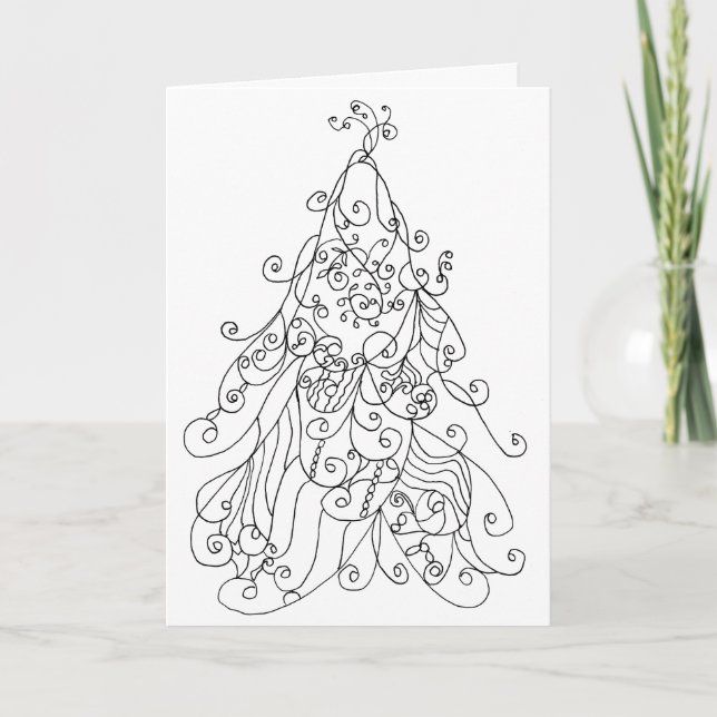 Whimsikaler Weihnachtsbaum Feiertagskarte (Vorderseite)