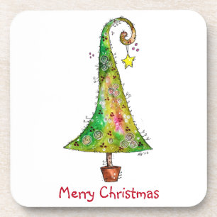 Whimsikaler Weihnachtsbaum Getränkeuntersetzer