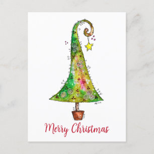 Whimsikaler Weihnachtsbaum Postkarte