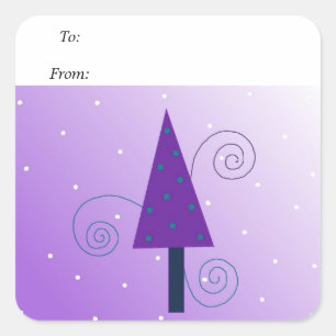Whimsikaler Weihnachtsbaum Quadratischer Aufkleber