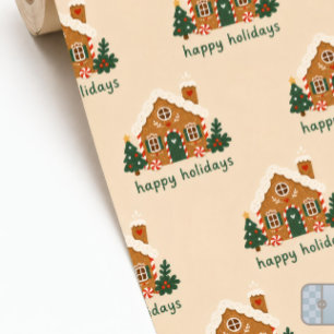 Whimsikales Gingerbread-Haus Frohe Feiertage Geschenkpapier
