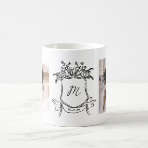 Whimsikales handGezeichnet Wappen Monogramm und Kaffeetasse