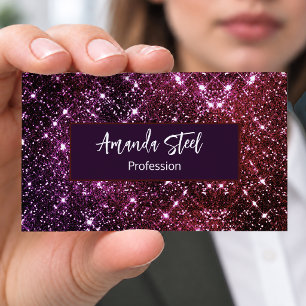 Whimsikalisch irisierendes rosa Glitter-Monogramm Magnetische Visitenkarte