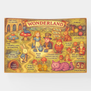 Whimsikalische Alice Abenteuer in Wonderland Karte Banner