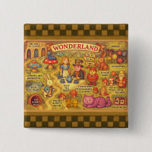 Whimsikalische Alice Abenteuer in Wonderland Karte Button