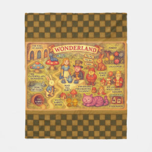 Whimsikalische Alice Abenteuer in Wonderland Karte Fleecedecke