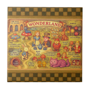 Whimsikalische Alice Abenteuer in Wonderland Karte Fliese
