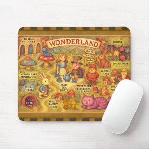 Whimsikalische Alice Abenteuer in Wonderland Karte Mousepad