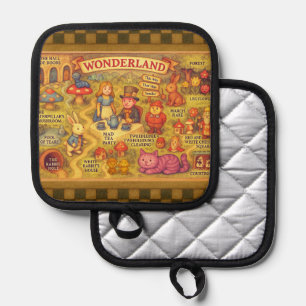 Whimsikalische Alice Abenteuer in Wonderland Karte Topflappen