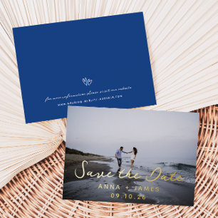 Whimsikalische Folien-Foto-Save-the-Date-Ankündigu Folieneinladung