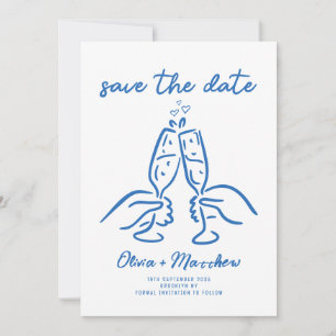 Whimsikalische handgezeichnete Doodles französisch Save The Date