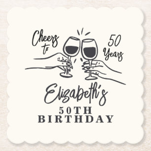 Whimsikalische handgezeichnete Prost auf 50 Jahre Untersetzer