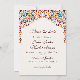 Whimsikalischer Luxus Elfenbein Blumen Stil Rand H Save The Date