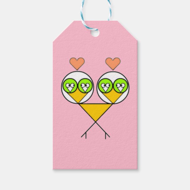 Whimsikalrosa niedliche Lieblinge mit Herzen Geschenkanhänger (Vorderseite)