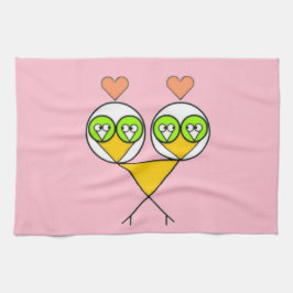 Whimsikalrosa niedliche Lieblinge mit Herzen Geschirrtuch