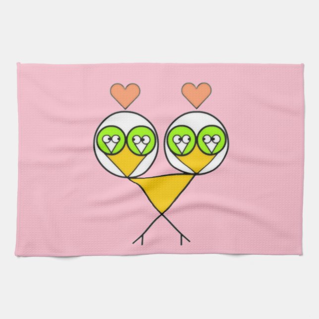 Whimsikalrosa niedliche Lieblinge mit Herzen Geschirrtuch (Horizontal)