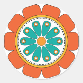 Whimsikfarbene Blume Runder Aufkleber