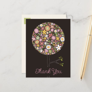 Whimsikfarbene Frühlingsblumen Pop Tree Birthda Ankündigungspostkarte