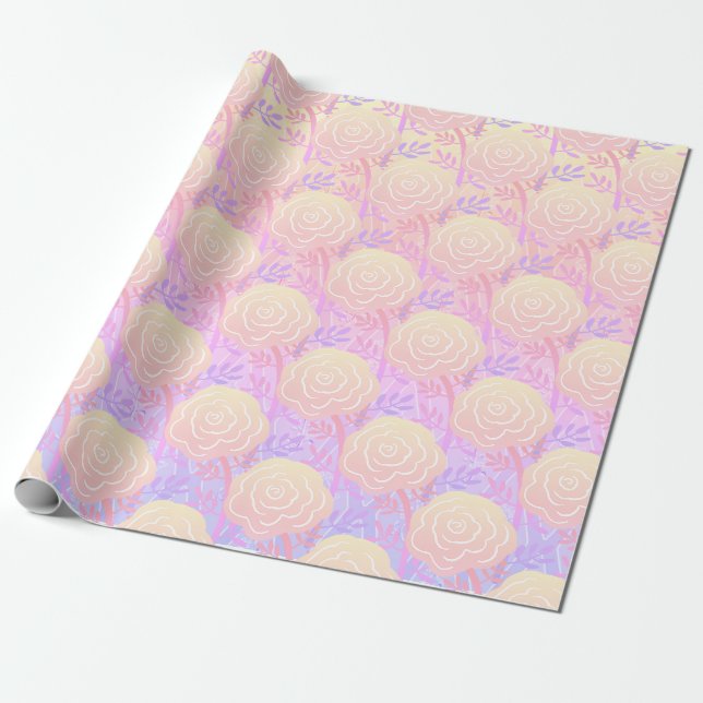Whimsikfarbene Rose 2 Geschenkpapier (Ungerollt)