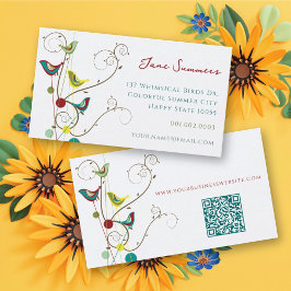 Whimsikfarbene Sommervögel und Wirbel Moderne Visitenkarte