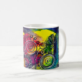 Whimsikfarbener Blumengarten Originelles Kunstwerk Kaffeetasse