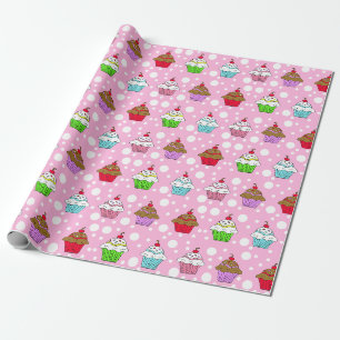 Whimsikfarbener Cupcake Geschenkpapier