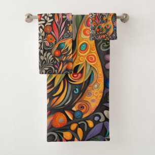 Whimsikfarbiges Otomi-Muster Badhandtuch Set