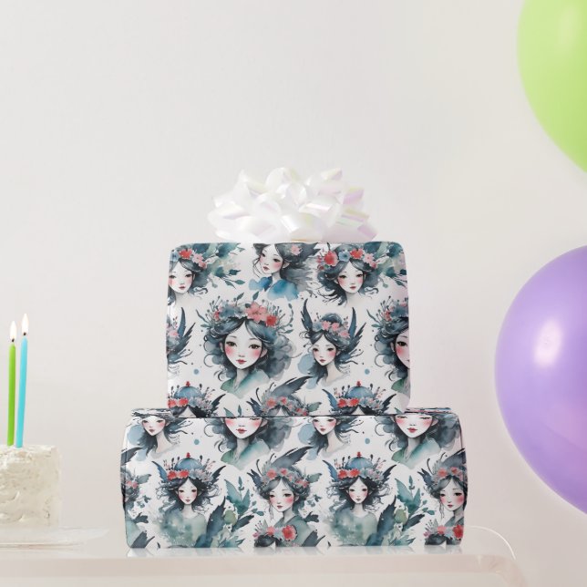 Whimsikfische mit Blume Kronen Geschenkpapier (Partygeschenke)