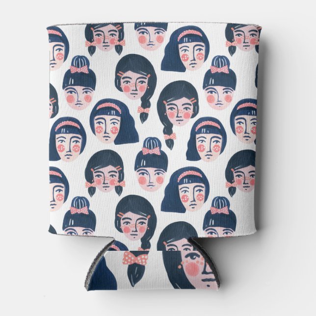 Whimsikfrauen: Cartoon Face Art Dosenkühler (Vorderseite)