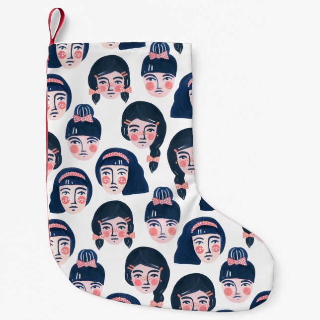 Whimsikfrauen: Cartoon Face Art Kleiner Weihnachtsstrumpf (Vorderseite)