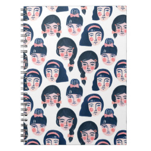 Whimsikfrauen: Cartoon Face Art Notizblock