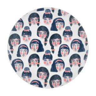 Whimsikfrauen: Cartoon Face Art Schneidebrett