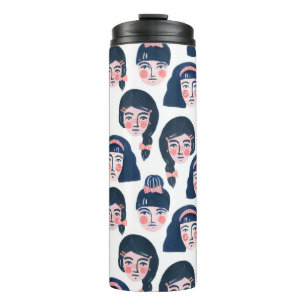 Whimsikfrauen: Cartoon Face Art Thermosbecher