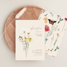 Whimsikgelbe Wildblumen Hochzeitstil Begleitkarte