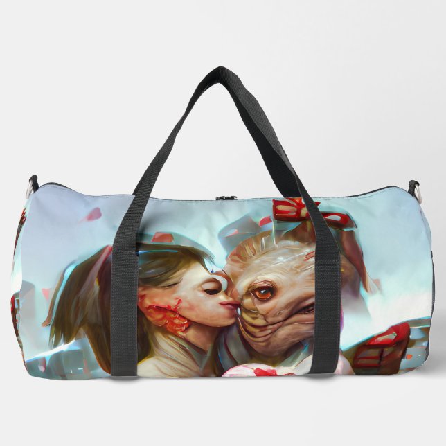 Whimsikische Alien Romance Duffle Bag (Vorderseite)