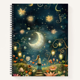 Whimsikische Nacht unter den Sternen Notizbuch