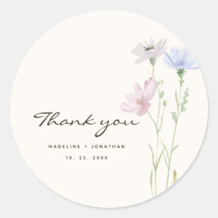 Whimsikische Wildblume Boho Beige Wedding Runder Aufkleber