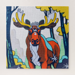 Whimsikischer Elch im Wald