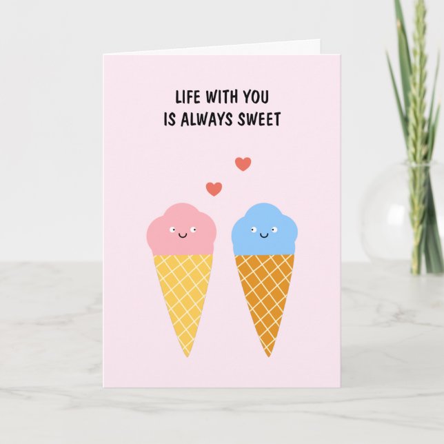 Whimsikisches Eis Lounge Valentine Liebe Karte (Vorderseite)