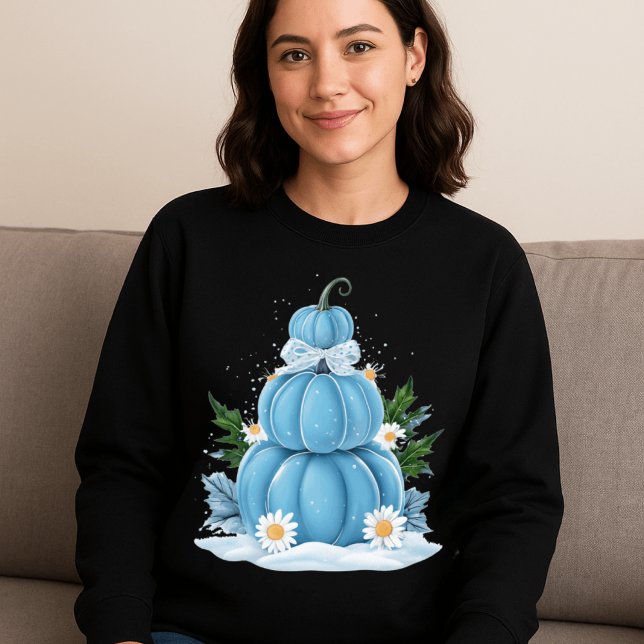 Whimsikkalblauer Kürbis gemütlich saisonale Sweatshirt (Von Creator hochgeladen)