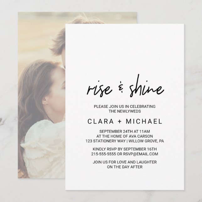 Whimsikkalligraphie | Foto Back Wedding Brunch Einladung (Vorne/Hinten)