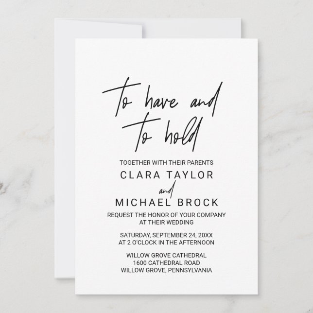 Whimsikkalligraphie, um Hochzeit zu haben und zu h Einladung (Vorderseite)