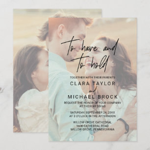 Whimsikkalligraphie   Verblassene Foto-Hochzeit Einladung