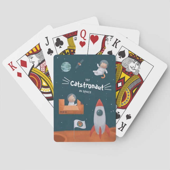 Whimsikkatstronaut im Weltraum, Katzen auf Mars, S Spielkarten (Rückseite)