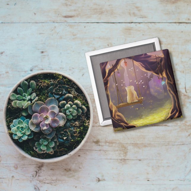 Whimsikkatze auf einem Schaukelmagnet Magnet (Von Creator hochgeladen)